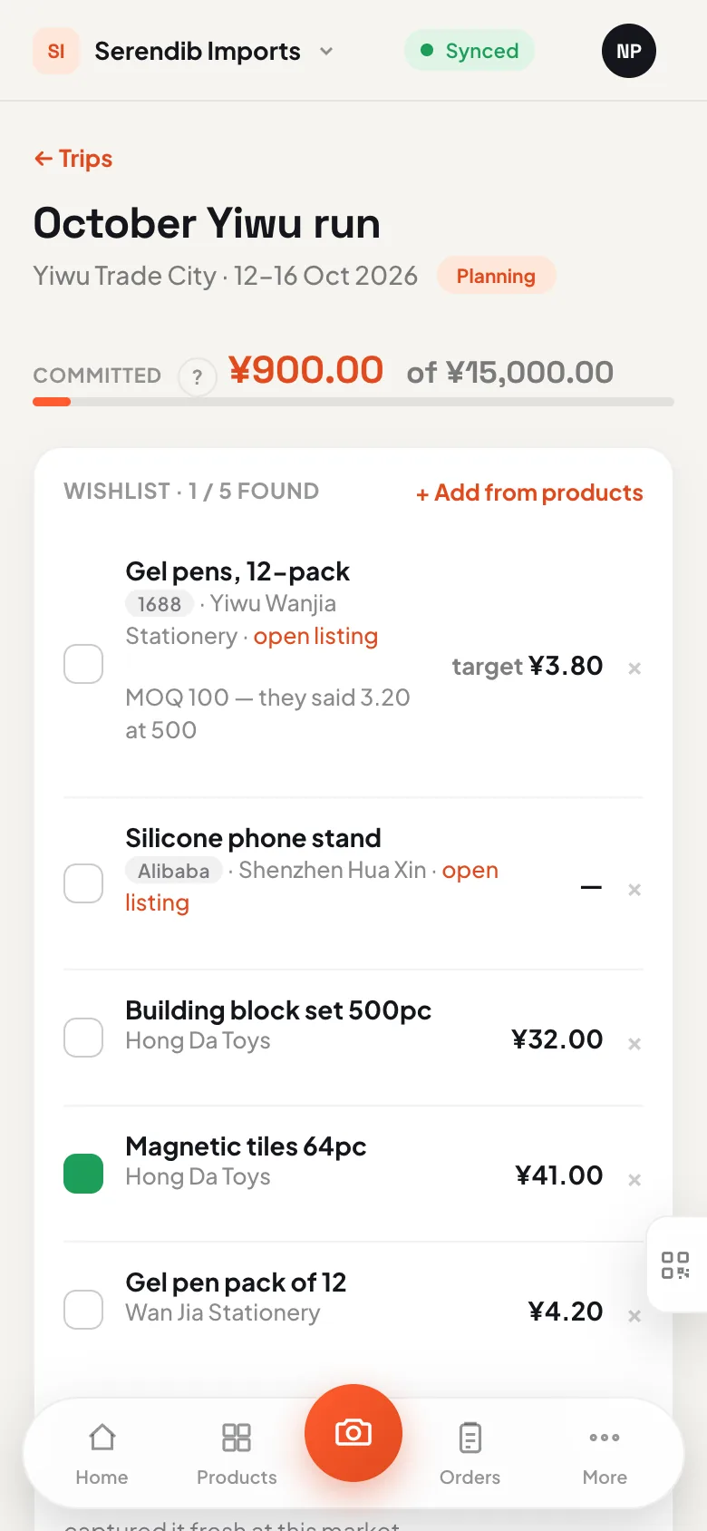 A buying trip on the phone, synced over Wi-Fi